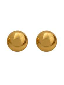2 pares de pendientes de aro con bola semirredonda brillante, estilo simple y versátil de uso diario de moda europeo-americano para mujeres