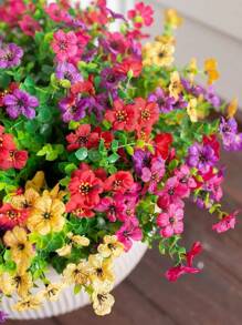 5pcs/3pcs/1pc Artificial Faux Plants Flowers Outdoor Spring Summer Decoration, Fake Silk Colorful Daisy Eucalyptus Realistic UV Resistant For Outside Home Planter Porch Patio Window Yard Decor,Outdoor Decor,Garden Decor (Mix)