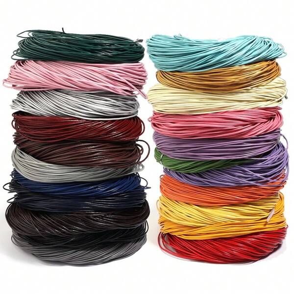 10 stuks/pak ronde echt leren koorden 1/1,5/2/3/4 mm PU leren decoratieve touw, meerkleurige handgemaakte DIY geschenkdoos verpakking gevlochten touw materialen