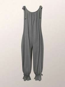 女士休闲纯色打结吊带背心哈伦裤，适合约会和度假