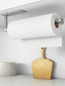 1pc Stainless Steel Paper Towel Rack Holder Wall Mount For Kitchen,Paper Towel Holder Rach,Bulk- Self-Adhesive Under Cabinet,Kitchen Storage Rack,Both Available In Adhesive And Screws