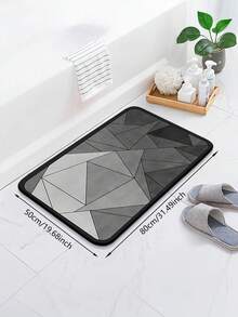 1 件装全新几何空间设计硅胶浴室垫 - 速干、超强吸水防滑地毯、柔软舒适、适用于浴室、淋浴房、洗衣房、卧室、客厅、门垫、厨房