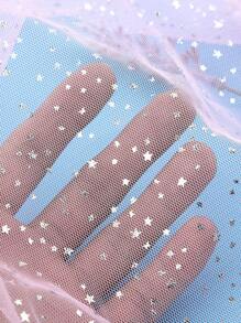 1pc Star Mesh Tulle Fabric, Polyester Hexagon Net Cloth, Soft & Lightweight Apparel Accessory Material