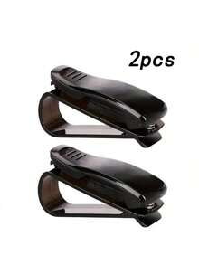 1/2 件汽车遮阳板配件夹，多功能遮阳板夹，可轻松存放卡片、眼镜和太阳镜，方便取用