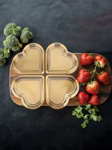 1 套 5 个一次性心形塑料食品托盘，带盖，适用于派对、野餐、婚礼 - 多用途水果、寿司、奶酪、沙拉、甜点服务托盘 - 情人节、母亲节、父亲节礼物创意、野餐必需品 | 节日餐具 | 易于清洁的材质 - 彩色 - 查看 3