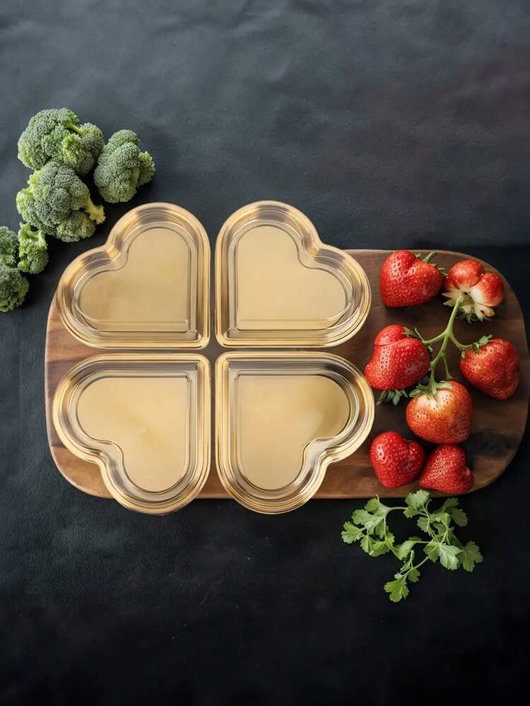 1 套 5 个一次性心形塑料食品托盘，带盖，适用于派对、野餐、婚礼 - 多用途水果、寿司、奶酪、沙拉、甜点服务托盘 - 情人节、母亲节、父亲节礼物创意、野餐必需品 | 节日餐具 | 易于清洁的材质 - 彩色 - 查看 3