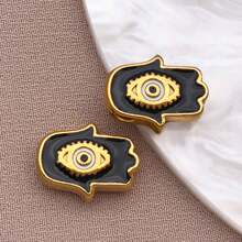 2pcs Fashion Enamel Stainless Steel Devil Eye Spacer Beads Charm High Quality Gold Plated Eye Spacer Beads Jewelry Findings For Necklaces, Bracelets, Earrings, Jewelry Making And DIY Crafts
