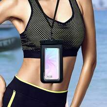 1 件户外 IPX8 防水手机袋，黑色泡沫设计，兼容触摸屏，适合游泳、潜水、漂流、滑雪，可容纳最大 6.7 英寸的手机沙滩包防水手机壳防水袋