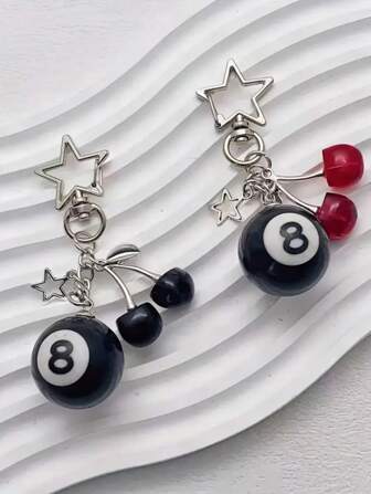 8 Ball Keychain, Cherry Keychain, 8 Ball With Star Keychain, Billiard Ball Keychain, Creative Keychains Car Accessories Cute Goth Y2k Halloween Accessories Teachers Day Christmas Gift Ideas Bag Charms Car Accessories Friend Sister