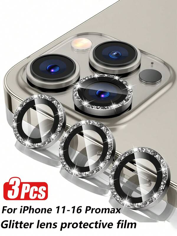 3 Packungen Apple Kamera Linsen Schutzfolien für 15 Pro Max/15 Pro/16 Pro Max/16 Pro/16/16 Plus/15/15 Plus/14 Pro Max/14/14 Pro/14 Plus/13 Pro Max/13/13 Pro/12/11, Metall Aluminium Legierung gehärtetes Glas Kameraabdeckung Bildschirmschutz Zubehör für Handyhülle
