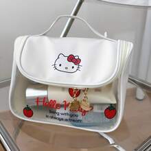 Sanrio 1PC Sanrio Matte Transparent Makeup Bag Cute Kitty Cat Toiletries Bag Travel Convenient Large Capacity Storage Skin Care Products Beauty Bag Multifunctional Portable Storage Makeup Bag