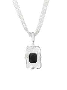 Elegante collar con colgante de plata de ley 925 con circonita negra rectangular - Hipoalergénico, duradero y resistente a la oxidación, regalo perfecto para todas las estaciones, joyería de uso diario | Elegante collar con colgante | Joyería de plata de ley durable, circonita