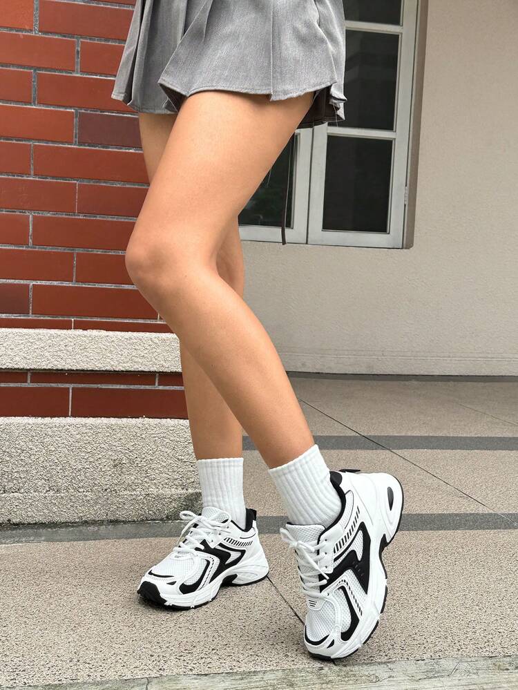 DareSee Tênis Anabela de Couro Macio com Sola Grossa, Novos Tênis de Corrida com Malha Respirável Primavera Verão 2024, Calçados Esportivos Casuais Femininos para Festivais de Música e Y2K, Volta às Aulas, Outono, Natal e Inverno, Presentes de Natal - Preto - Visão 4