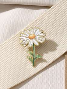 艺术雏菊珐琅别针时尚花朵装饰胸针饰品翻领包徽章珠宝礼品2025新款背包适用于学校办公室配饰衬衫夹克圣诞节万圣节衣服别针有趣可爱教师礼物 - 白色 - 查看 4