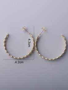 1 đôi Mạ vàng Hình chữ C Lá cây Hoa tai , Châu Âu và Châu Mỹ Thời trang Cơ bản Đồ trang sức - Bạc - Xem 9