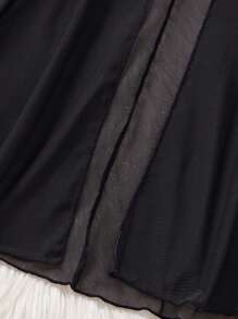 2-Piece Women's Black,Bow Decoration,Split,Sheer&Backless,Lace Patchwork Mesh,Mature Charm,Summer Babydoll,Sexy Lingerie Dress Sexy Lingerie Set For Going Out