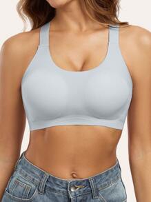 Women's Sexy & Fashionable Wide Strap Comfortable Bra, Wire-Free One-Piece Removable Padded Sports Bra