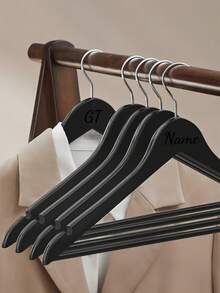 Customizable Text/Logo Wooden Thicker Non-Slip Hanger, Clothes Rack, Coat Hangers, Pants Hanger, Household Wood Hanger - Black - View 7