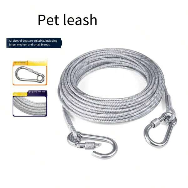 Multi-Function Stainless Steel Wire Dog Leash With Metal Clasp