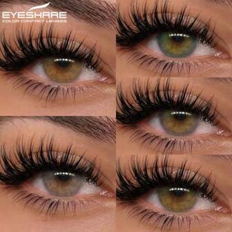 EYESHARE 1 par/2 piezas de lentes de contacto de color Ojos marrones naturales Lentes para ojos grises Maquillaje Hermosa pupila azul Lentes de contacto suaves y de colores Lente de color verde, cómoda para uso diario o citas, uso anual, 14.2mm Disfraz de Halloween Cosplay