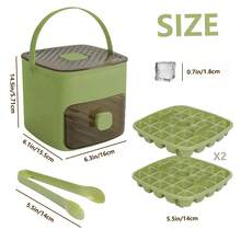 48-Compartment Ice-Making Mold, Ice Plate, Ice Bucket,With Easy Cap - Double Layer, Plastic Storage Tray For Refrigerators, Portable Design For Beverages, Tea & Coffee - Essential Kitchen Gadget, Carnival Gifts,Christmas Gifts, Halloween Gifts - 綠色 - 查看 3