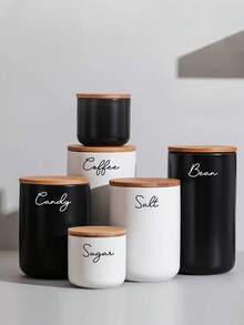 1pc Personalized Customizable COOKIES Ceramic Storage Jar, Custom Name With Airtight Bamboo Lid, For Tea, Cookies, Coffee, Spices, Candies, Biscuits,Multi-Functional, ,Ornamental,Reusable,Exquisite,Stylish,High-Quality,Colorful,Modern,Custom,Personalized,Unique,Ideal Gifts For Him,Ideal Gifts For Her,Boyfriend,Dad,Girlfriend,Mom,Family,Friends,Tea Room,Home,Garden,Office,For Anniversaries,For Valentine's Day,For Mother's Day,For Birthdays,For Father's Day,For Graduation,For Weddings,For Housewarming - Multicolor - View 5