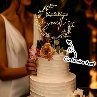 Custom Mr Mrs Cake Topper, Gold Cake Topper For Wedding, Personalized Cake Topper, Rustic Wedding Cake Topper, Anniversary Cake Toppers.