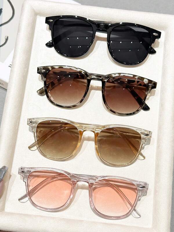 4 buc ochelari de vedere din plastic colorat, pastelate de vară, rame rotunde, elegante, estetice, vii, sexy, fată, stil, design grațios și expresivitate, la modă, combinație pentru fotografie stradală, ținute de festival, în aer liber, vacanță, condus, sărbătoare, accesorii pentru festivaluri muzicale