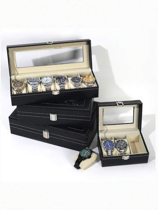 2-Ziffern / 3-Ziffern / 6-Ziffern PU Uhrenbox, Aufbewahrungsbox für Armbanduhren, abnehmbare Uhrenbox, Uhrenaufbewahrung, Armband integrierte Box als Aufbewahrungsorganizer und Reiseaccessoire für Frauen, rückkehr zur Schule Studenten Lagerung