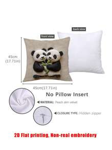 [2D flache Bedruckung] 1 Stück 17,7*17,7 Zoll (45*45 cm) [Nicht Stickerei] 2D bedruckter Panda imitiertes Stickereimuster Kissenbezug [einseitig Muster][2D flache Bedruckung, keine echte Stickerei] [Kissenfüllung nicht enthalten] Polyester dekorativer Kissenbezug für Zuhause, Couch, Sofa, Schlafzimmer, Autodekor