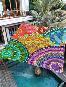 1 Pc Heavy Duty Waterproof Anti-UV Ombre Mandala Pattern Outdoor Garden Canopy Sunshade Beach Tent(Ropes Included, Excluding Stand) - Multicolor - View 12