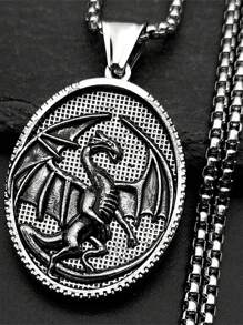 Vintage Fantastic Western Dragon Medal Pendant Necklace For Women Men Stainless Steel Gold Silver Color Punk Jewelry Gift