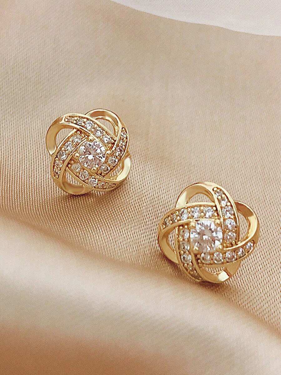 1 件时尚精致的几何设计耳环，简约优雅的耳环适合作为青少年的礼物，双面印花木质泪珠吊坠耳环适合女性日常佩戴 - 金色 - 查看 1