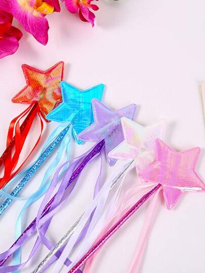 1 pieza Varita de ángel de fiesta, varita de hada de princesa mágica de 5 puntas, accesorio de disfraz lindo para fotografías, Halloween