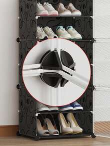 Zapatero con puerta, gabinete de zapatos de varios niveles, estantería de almacenamiento de zapatos de plástico, adecuado para armarios, pasillos, dormitorios, entradas - Multicolor - Ver 9