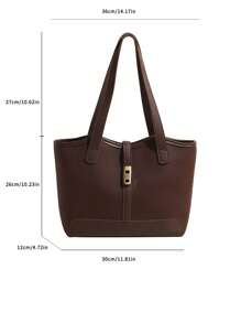 Bolsa de Ombro Casual Feminina com Zíper e Estampa Mesclada, de Grande Capacidade para Uso Diário