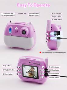 Tagry 1080P HD Dual-Lens Selfie Digital Camera 2.4 Inch Screen Instant Print Cute Camera Fun Gift For Girls Boys With 3 Rolls Print Paper - Multicolor - View 8