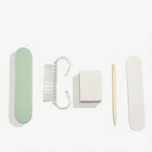 Set de 30/20/10/5/3/1 piezas de herramientas de manicura y pedicura, incluye lima de uñas mini, bloque de pulido, lima de uñas de doble cara, empujador de cutículas de madera, herramientas de limpieza de uñas, conveniente para uso en casa u exterior, palitos de uñas, cepillo de uñas, set de pedicura