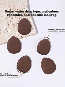 5/10/20/30/40/50/60/80/100 Pieces Makeup Tool Set, Including: 10 Pieces Makeup Sponges For Liquid Makeup + 10 Pieces Mini Makeup Sponges For Liquid Makeup + 10 Pieces Triangle Powder Puff For Loose Powder And Makeup Setting + 10 Pieces Air Cushion Powder Puff For Face Makeup + 10 Pieces Mini Air Cushion Powder Puff For Face Concealer Makeup - Coffee Brown - View 4