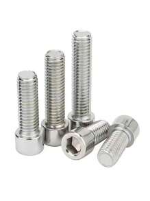 Set de 100 piezas de tornillos de cabeza cilíndrica de acero inoxidable 201 con cabeza hexagonal, M3/M4/M5, pernos con cabeza hexagonal, tuercas, rosca completa métrica, con caja de almacenamiento