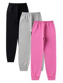 KIt com 3 Calças de moletom infantil juvenil agasalho uniforme - Pink - Visão 4