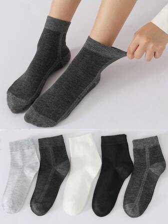 5/10 Pairs Of Summer Thin Section Of Mid-Calf Large Size Men's Socks, Mesh Breathable Sweat-Absorbing Socks, Fat Plus Size Mesh Crew Socks, Suitable For Daily With, Business With Leather Shoes