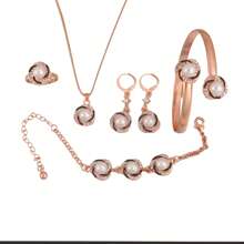 6pcs Lucky Swirl Women Jewelry Set: Necklace + Earrings + Ring + Bracelet + Bangle, Alloy Simple & Chic Design, Ideal For Birthday, Party, Christmas, Holiday Celebration, Luxurious Elegant Necklace & Earrings Showcase Your Glamorous Charm