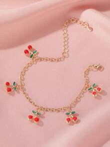 1pc Sweet Cherry Decor Bracelet, Simple Design For Teens, Style - Multicolor - View 3