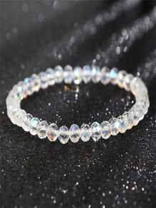 1pc Women's Minimalist Crystal Beaded Bracelet, Elegant Luxury Fashion Accessory