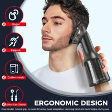 Electric Ear Wax Removal Kit With Integral Tank, Safe Ear Cleaner With 4 Pressure Modes, Ear Cleaning Kit With Digital Display, IPX7 Ear Irrigation Flushing System(Black) - 紅木色 - 查看 2