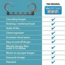 Local Shipping-Wonder Hanger Max 10-Pack Space Saving Hangers, Reinforced Hooks Swivels 360°, Cascading Hanger, College Dorms & Storage Closet Organizer, Fully Assembled – Grey - Grey - View 5