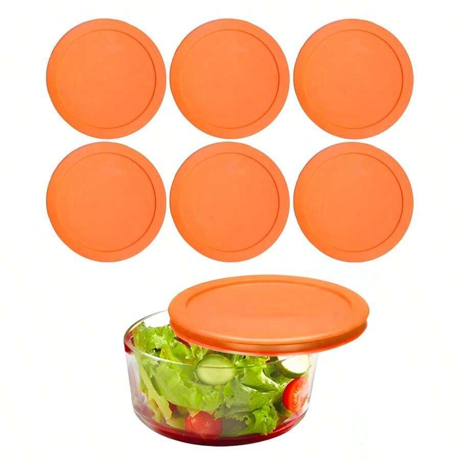 Wood Grip Lids For Pyrex And Anchor Round Glass Containers - 4-Cups, Orange-6 Pack - Orange-6PK - View 1