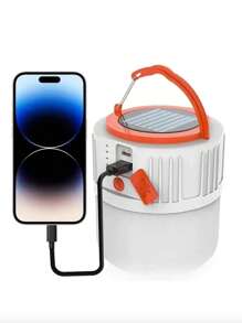 1 pieza Luz solar LED para acampada, Farol solar portátil recargable para acampada, Lámpara de iluminación exterior con función de carga para teléfono móvil, Lámpara de emergencia multifuncional - Luz LED para carpa con panel solar de estilo aleatorio para TODOS los pedidos