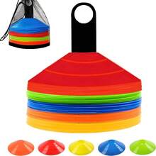 Fußballkegel, runde Kegel Geschicklichkeitstraining Sportskegel aus Kunststoff mit Tragetasche und Ständer, geeignet für Fußball, Basketball Trainingsplatz Markierung